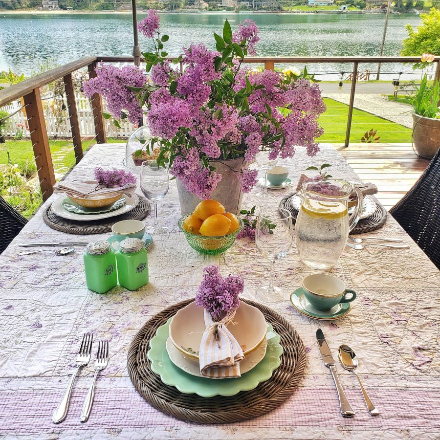 Mother's Day Brunch Table Setting Ideas + Lavender Centerpiece