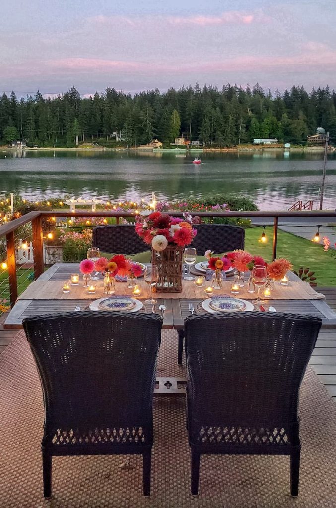 A late summer candlelight tablescape on the deck