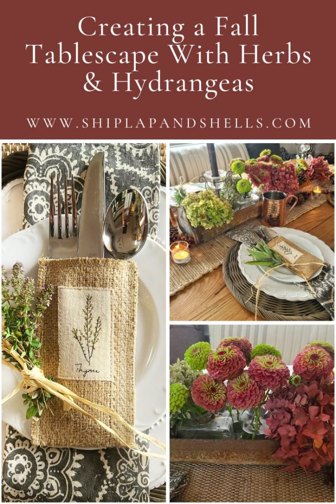 Creating a fall tablescape with herbs and hydrangeas