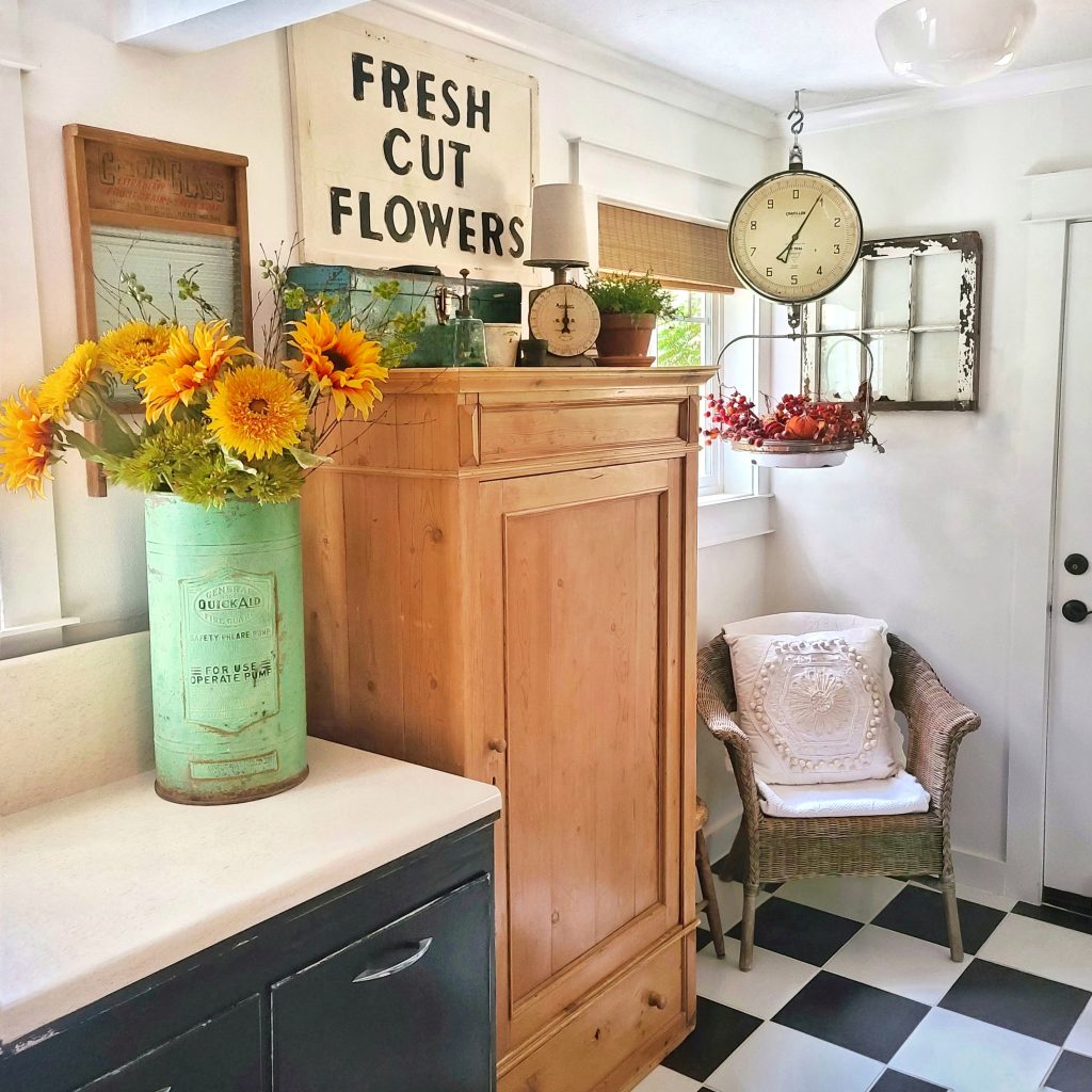 laundry room with vintage fall decor