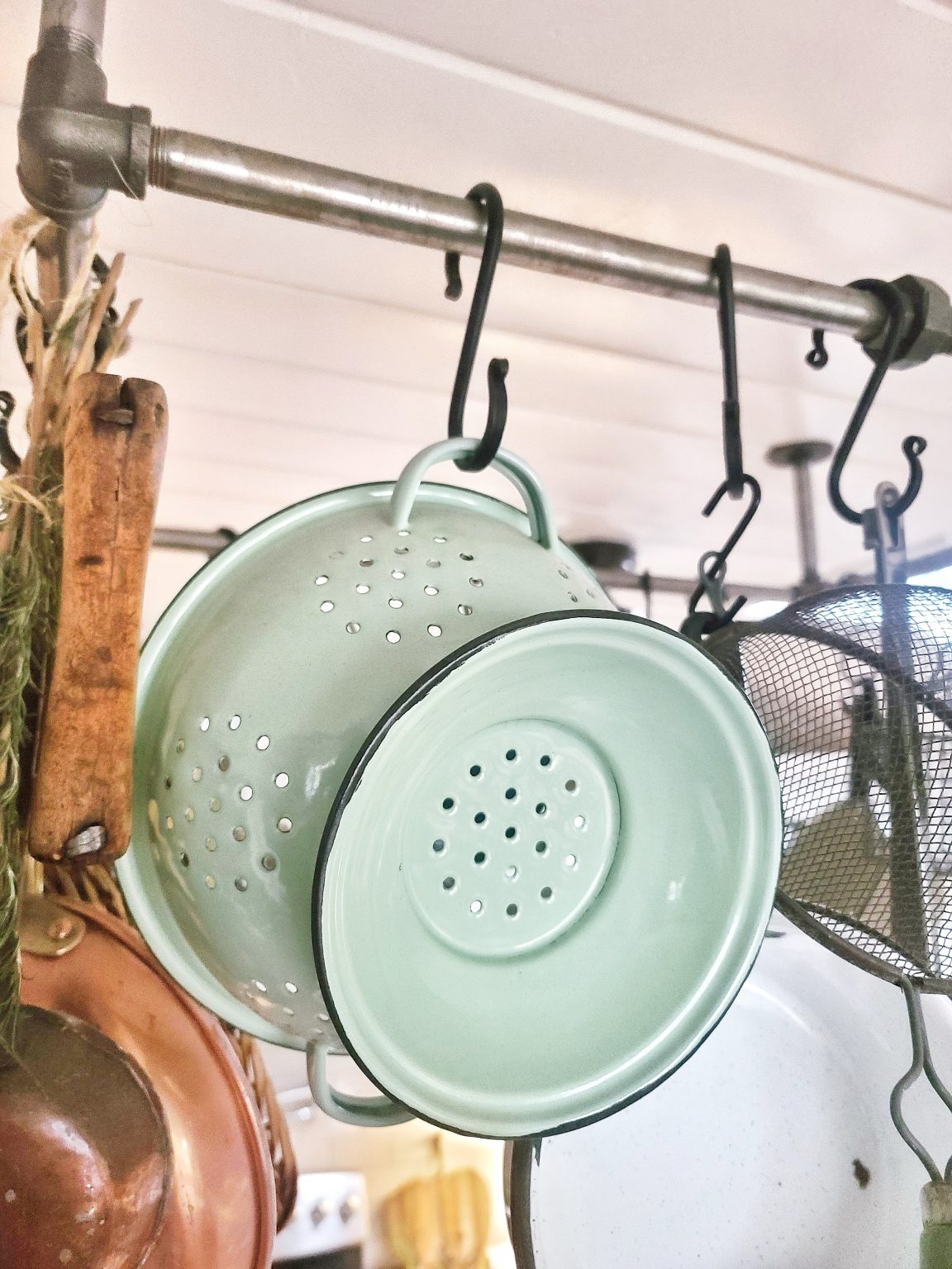 How to Make a DIY Industrial Iron Pipe Pot Rack Shiplap and Shells