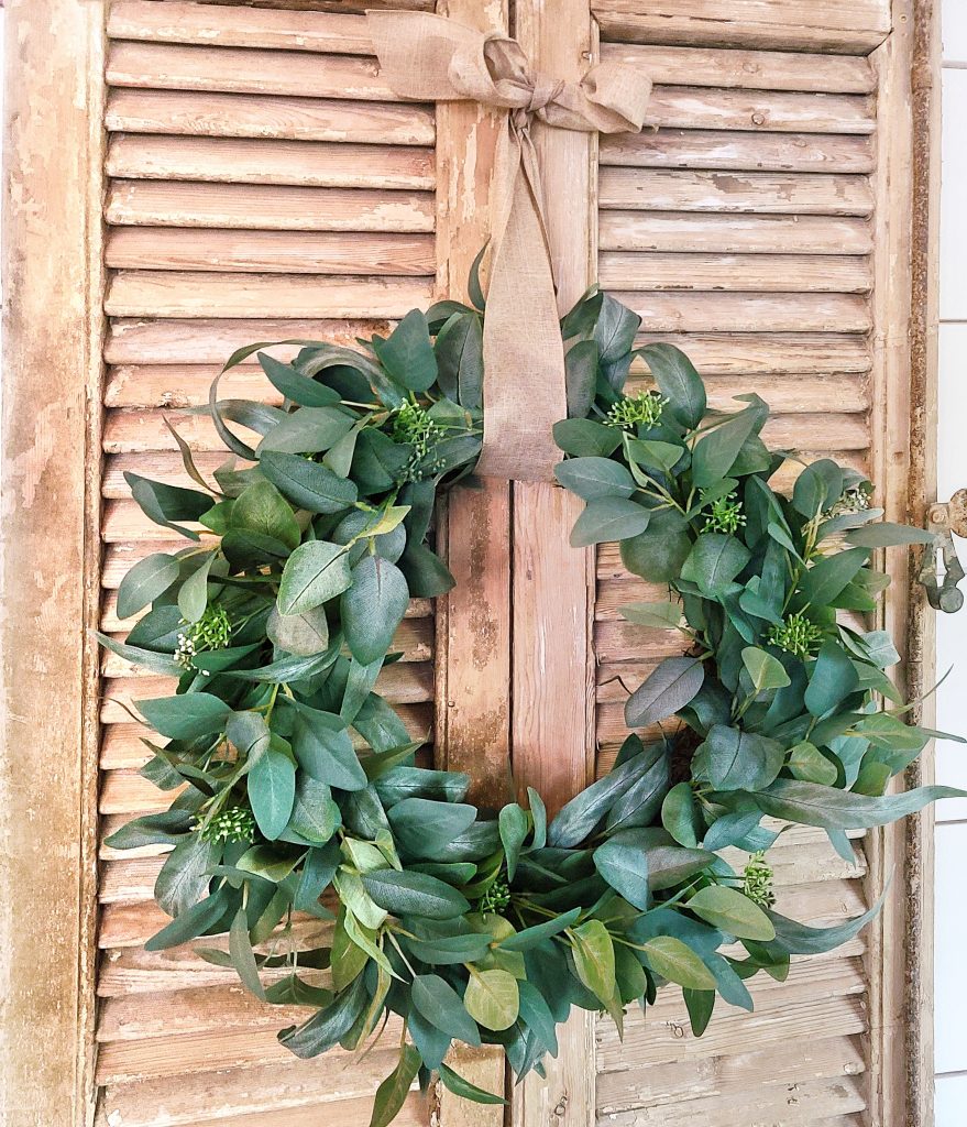  eucalyptus wreath on shutter