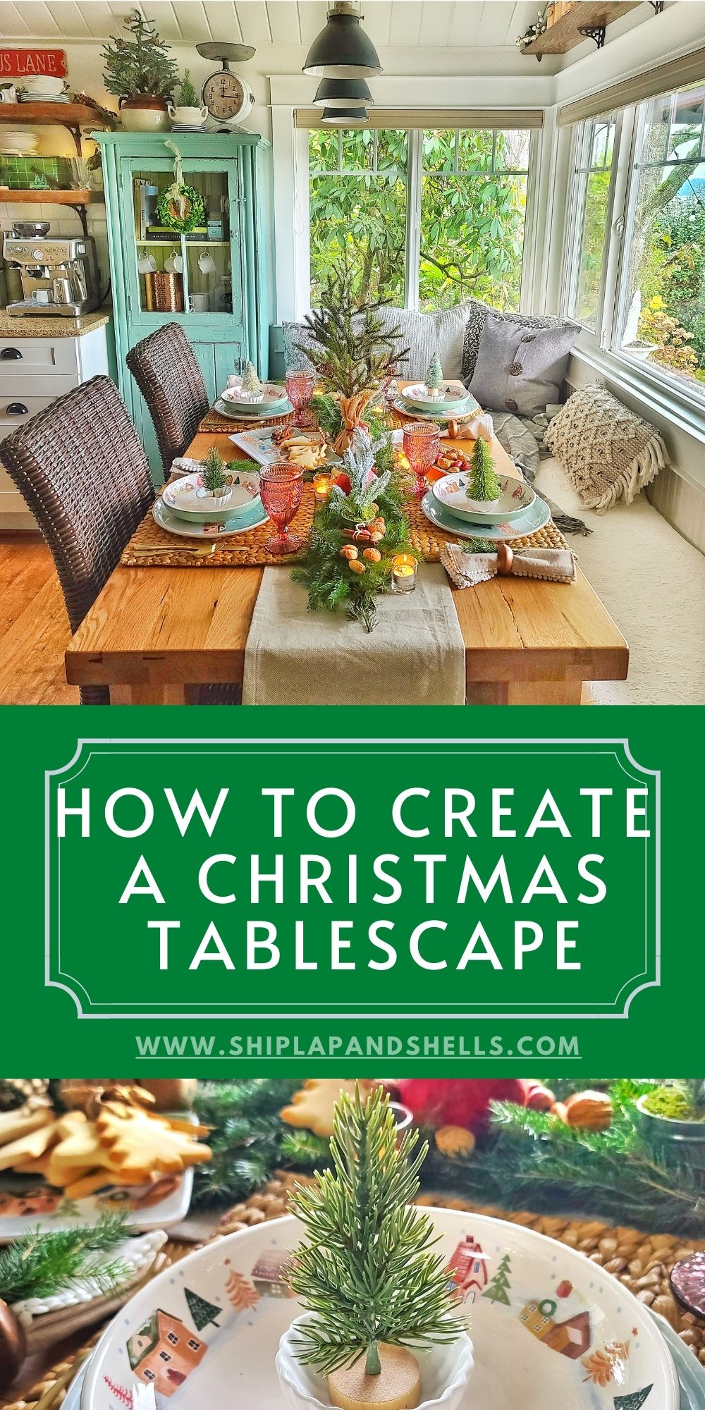 How to Create a Christmas Cottage Tablescape Shiplap and Shells
