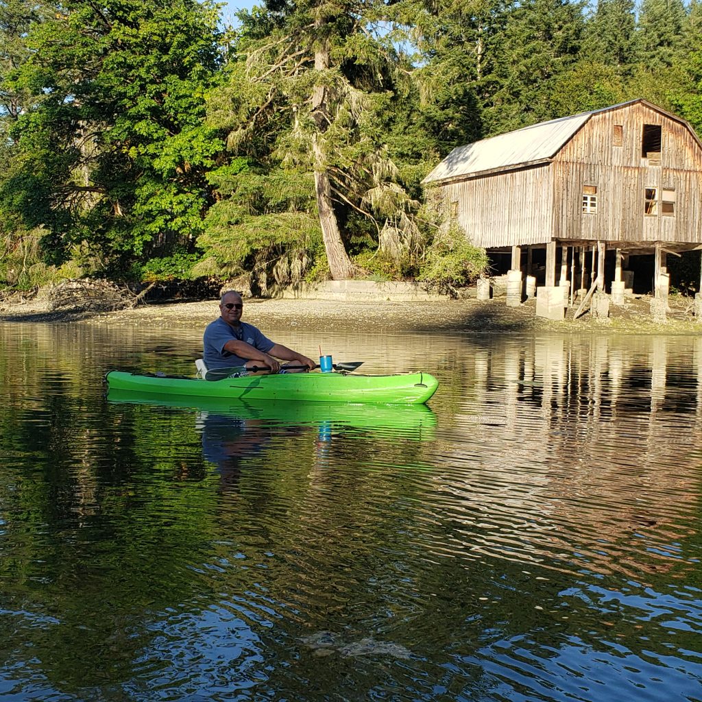 kayak ride in front of old barn
