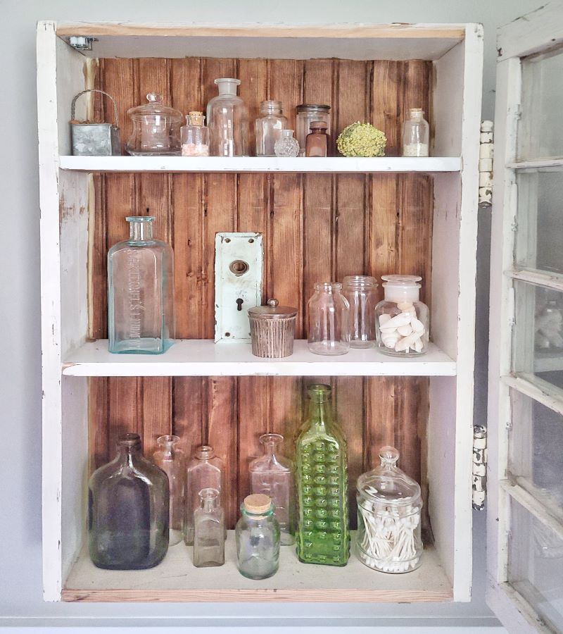 repurposed vintage window cabinet