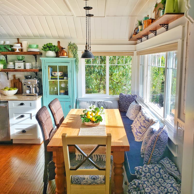 cottage kitchen decorated for spring
