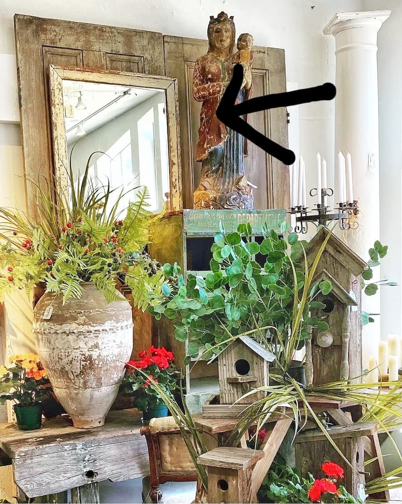 vintage birdhouses and mirror