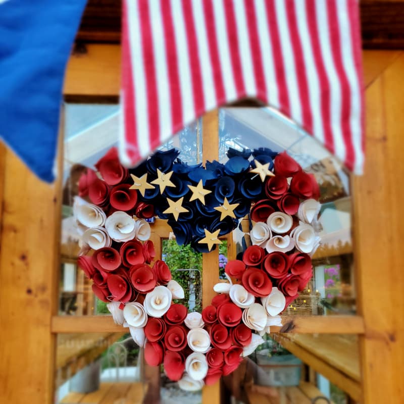 Patriotic heart wreath