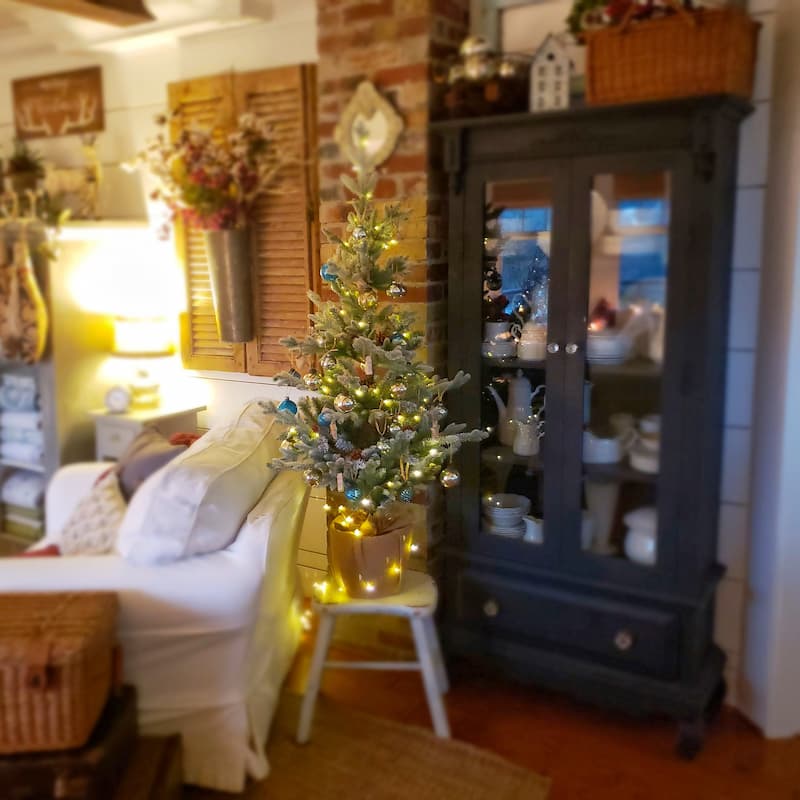 Mini Christmas tree in living room