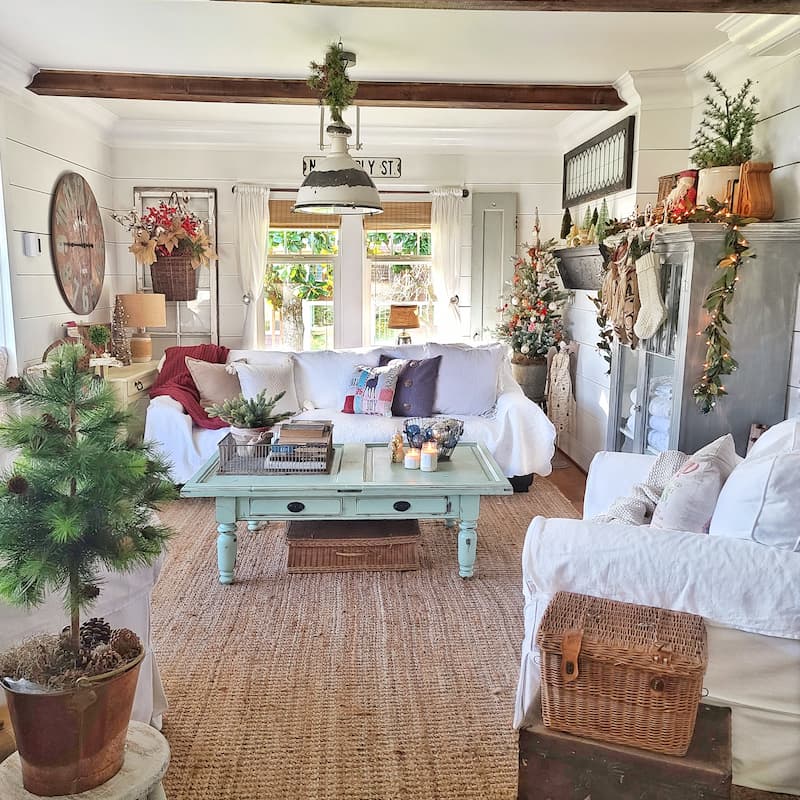 Christmas cottage style living room