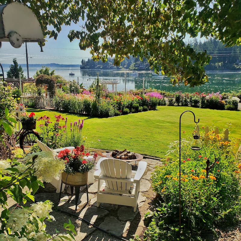 Summer garden overlooking the Puget Sound