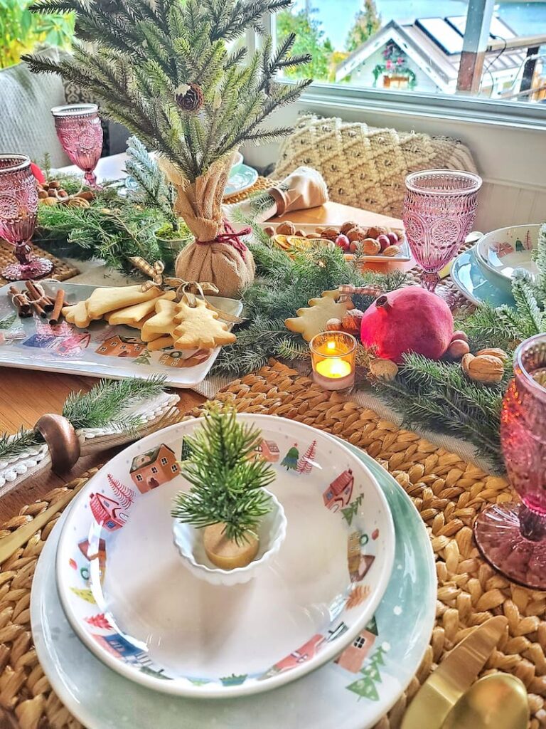 Christmas cottage tablescape