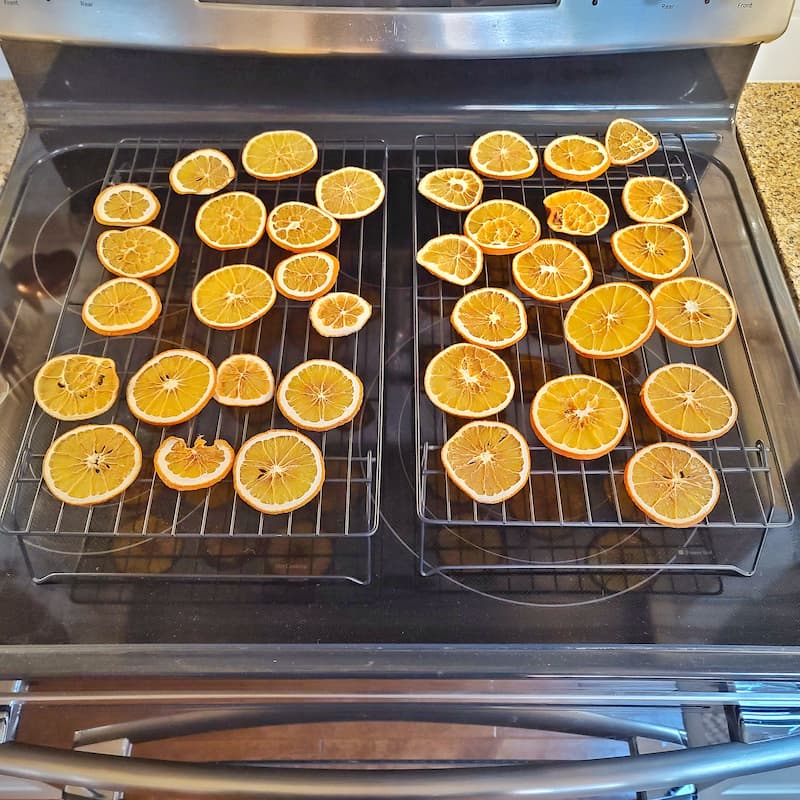 dried oranges on racks