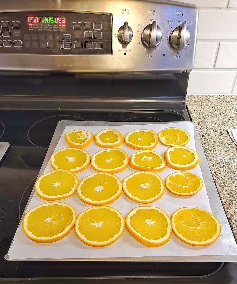 oranges on cookie sheet