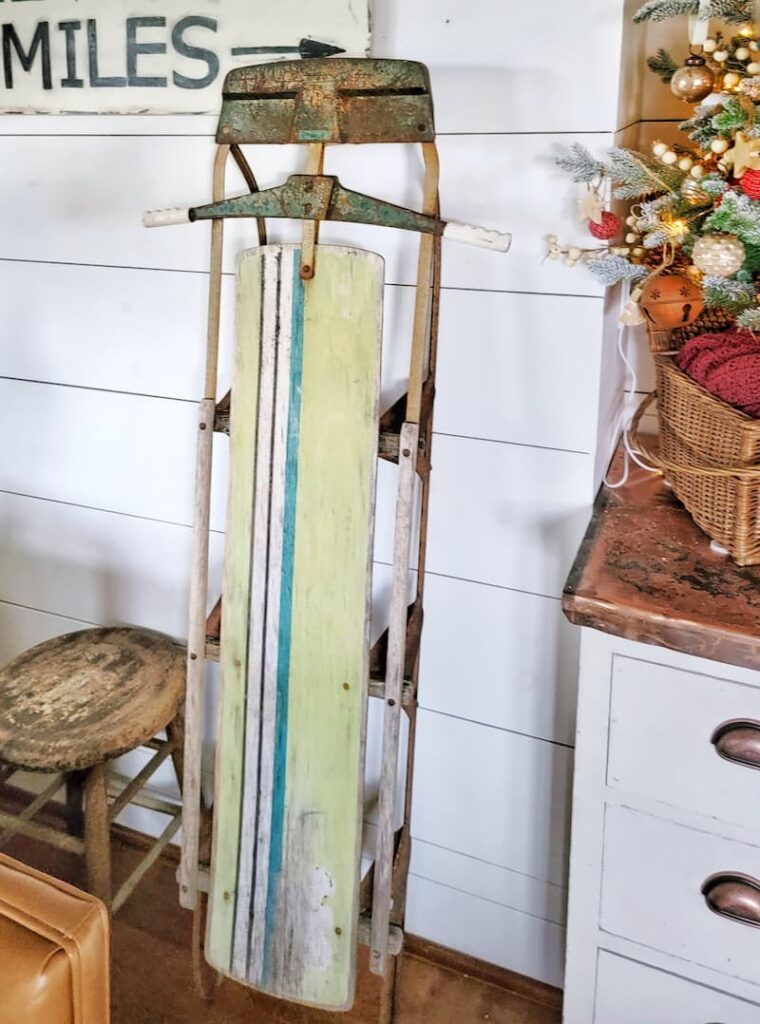 planning ahead for Christmas decor - vintage sled