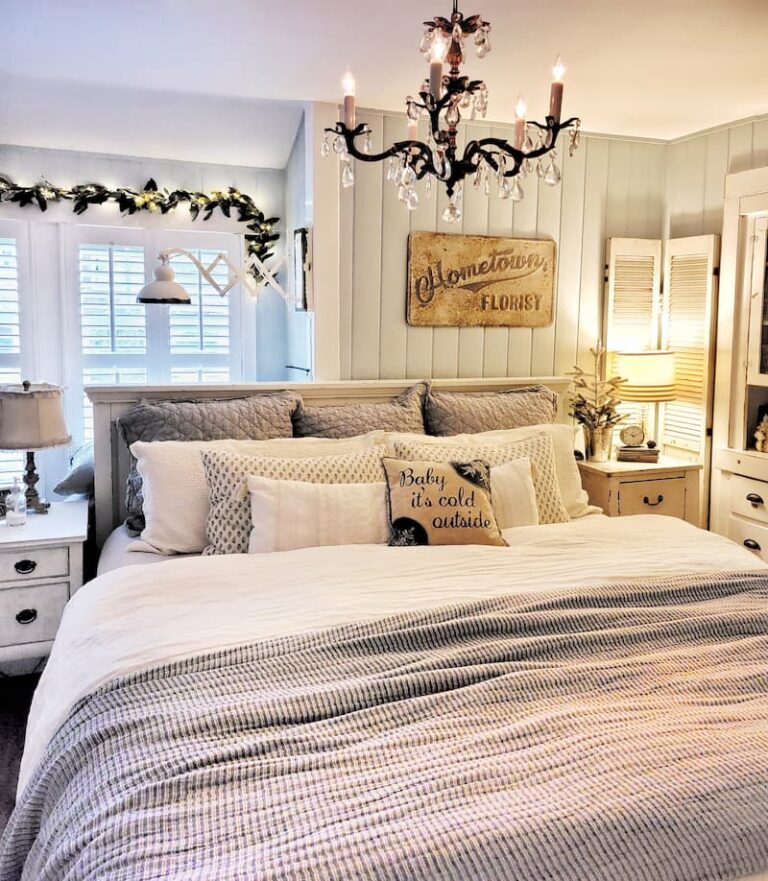 A Very Vintage Inspired Christmas Cottage Bedroom Tour - Shiplap and Shells