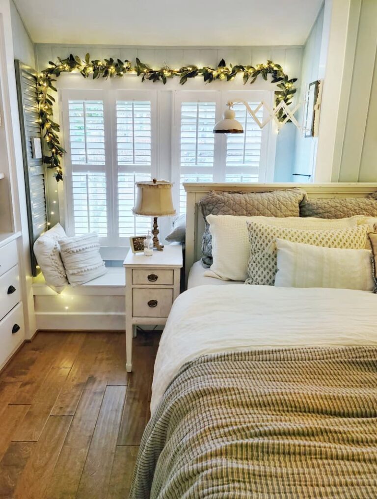 A Very Vintage Inspired Christmas Cottage Bedroom Tour - Shiplap and Shells