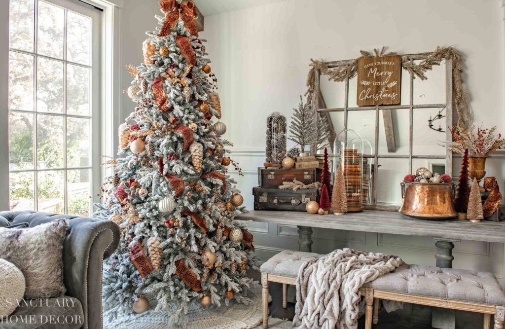 copper and burgundy Christmas tree