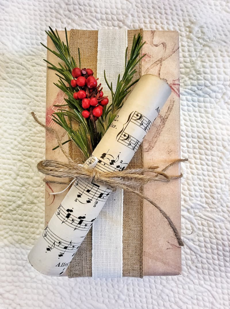 holiday gift wrap with sheet music