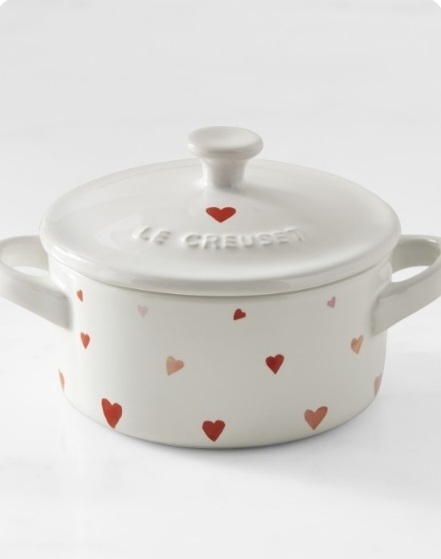 Le Creuset with hearts Valentine's Day favorite