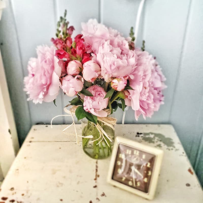 pink peonies in a vase