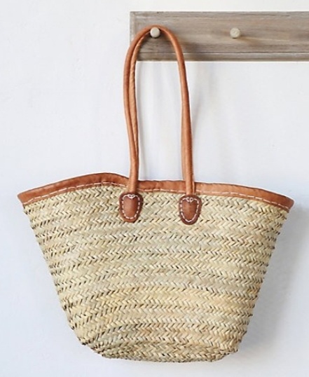 leather handle market tote