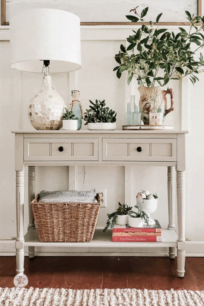entry console table styled for spring