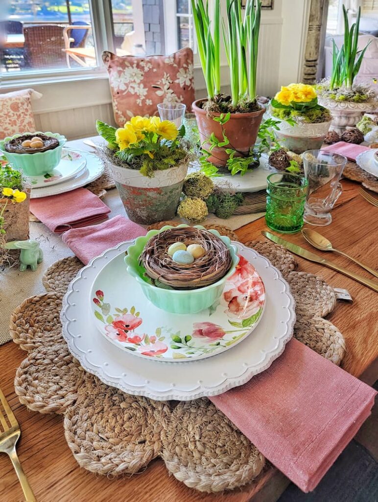 spring flowers tablescape
