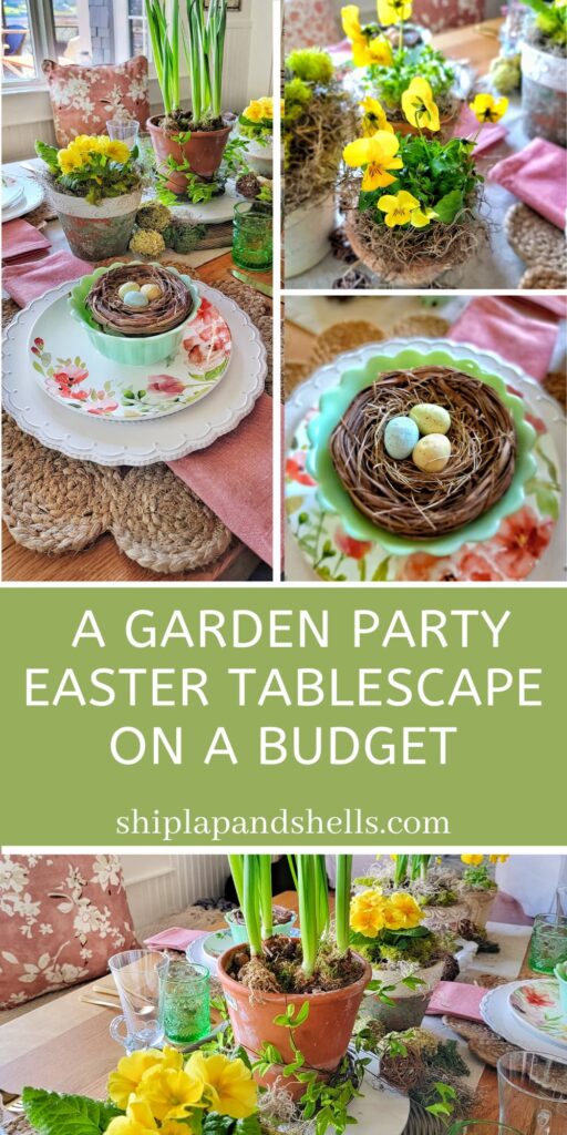 a garden party Easter tablescape on a budget