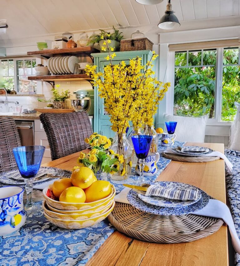 Create a Blue and Yellow Bright and Colorful Table for Spring - Shiplap ...