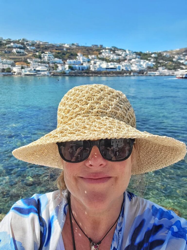 selfie in Mykonos, Greece - trip to Italy and Greece