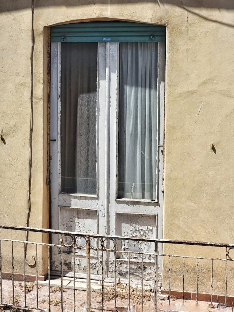 vintage European glass and wooden chippy door