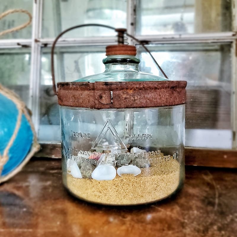 shells in a glass jar