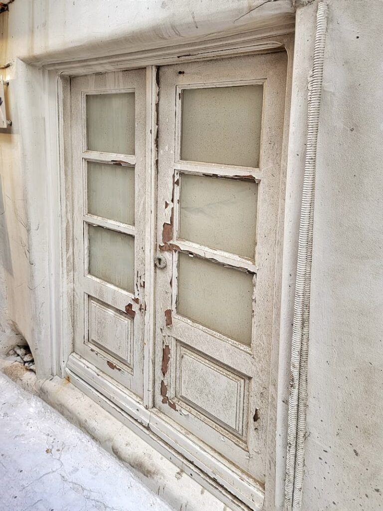 European vintage  glass and wooden doors