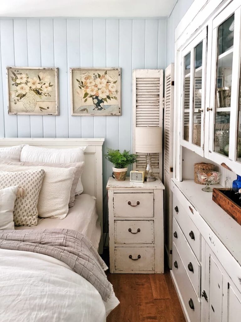 vintage nightstand and shutters