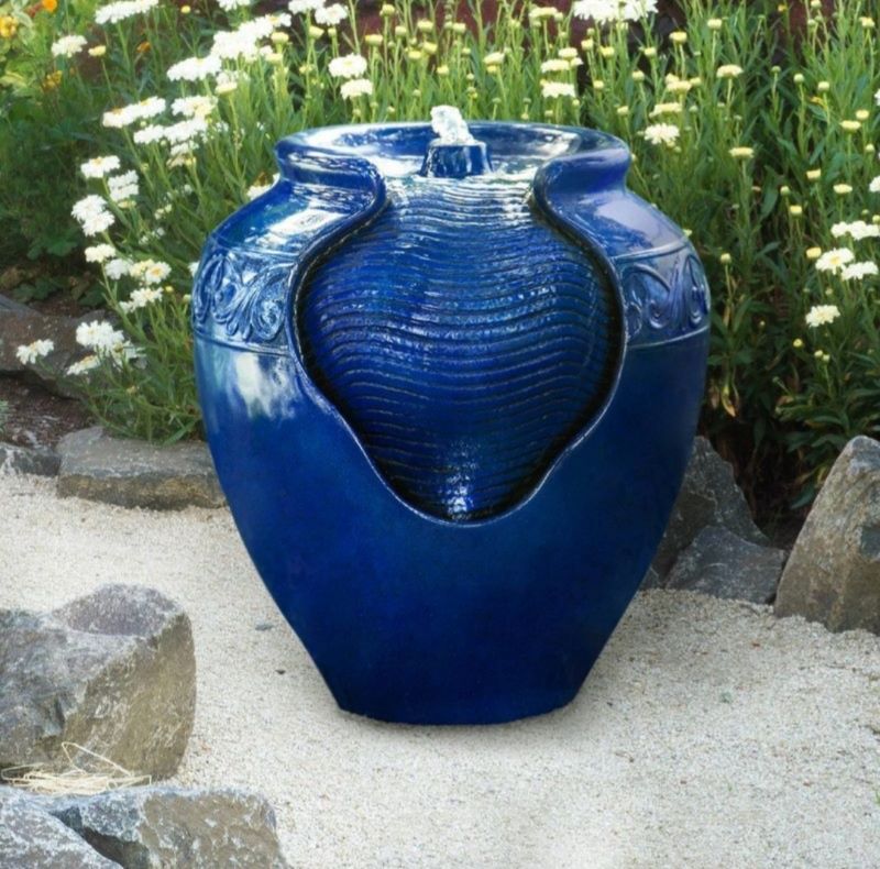 blue outdoor fountain