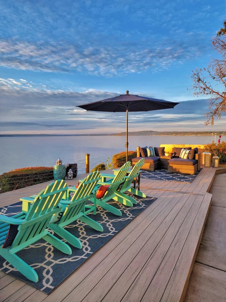 outdoor deck overlooking the Puget Sound