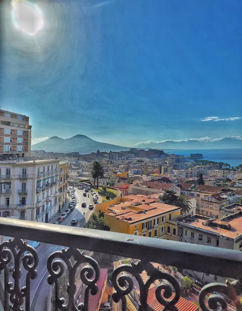 view from a balcony of the Grand Parker Hotel in Naples, Italy