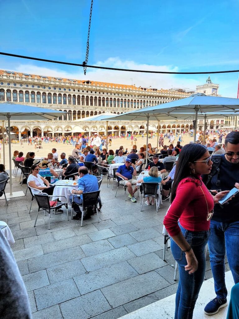 Outdoor café in San Marcos Square Venice, Italy