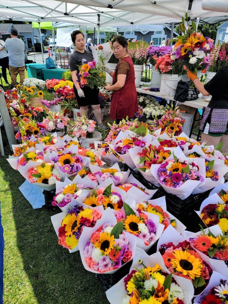 flowers in a farmer's market