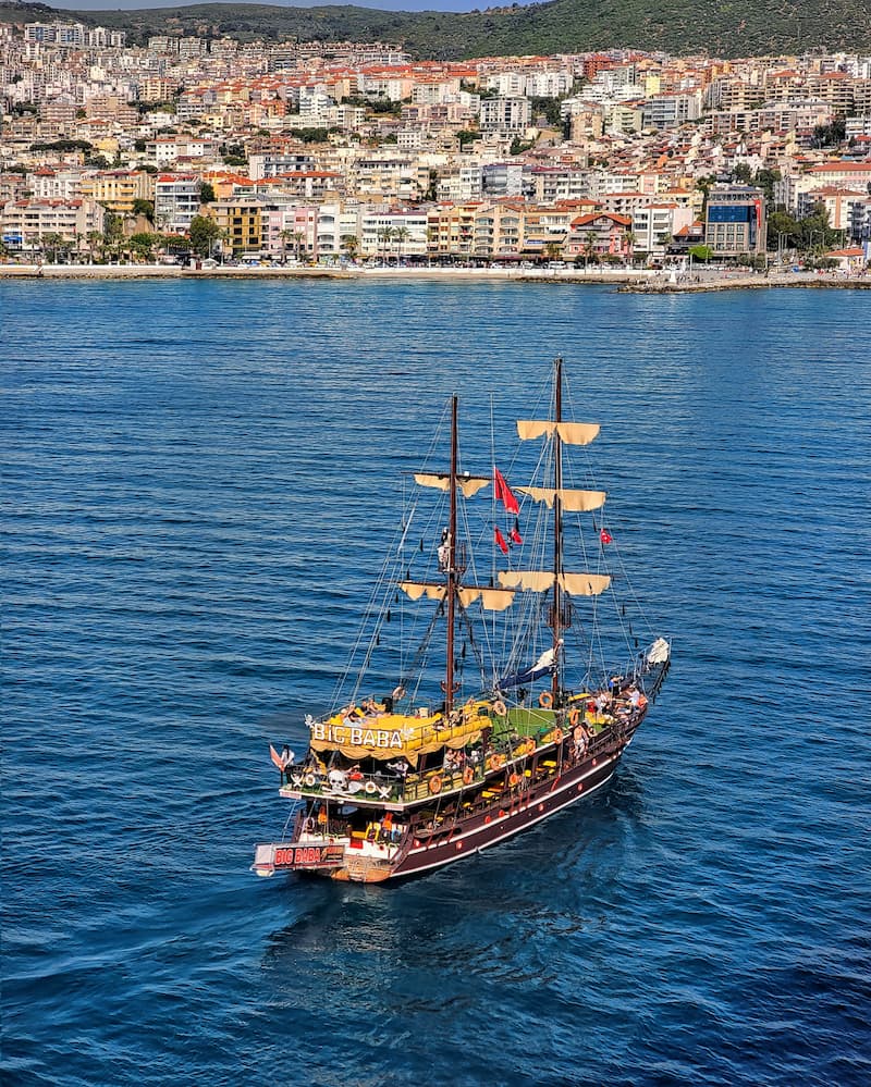 ship in the port of Kusadasi, Turkey   