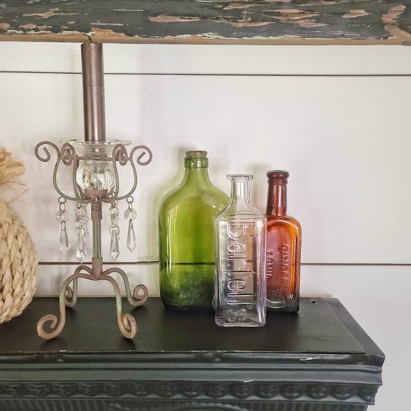 vintage glass bottles in fall colors