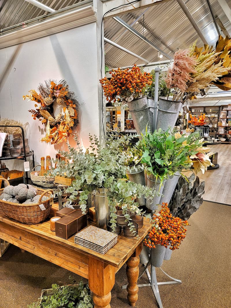 fall home decor and faux flowers