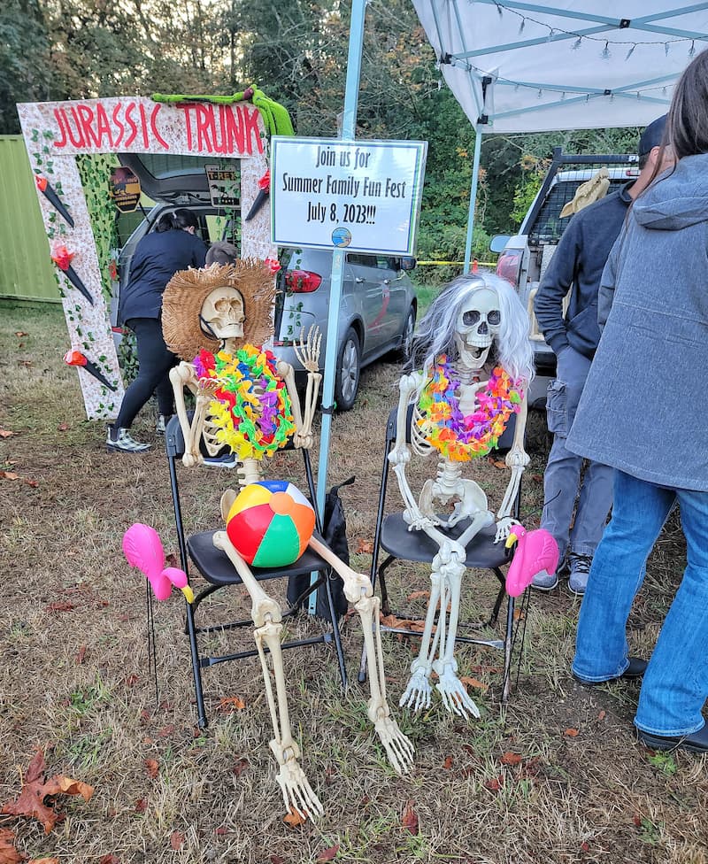 skeletons at the Trunk or Treat event