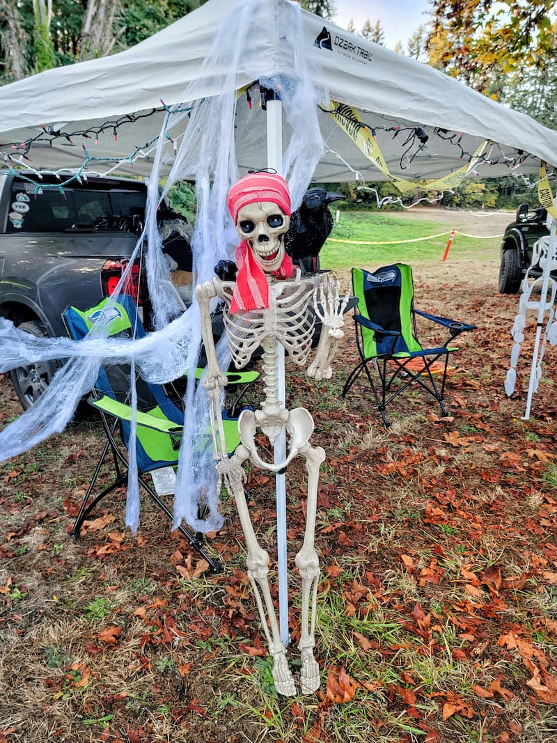 skeletons at the Trunk or Treat event