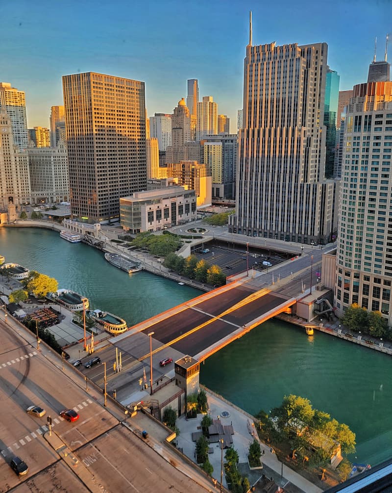 view of Chicago from the Swissotel