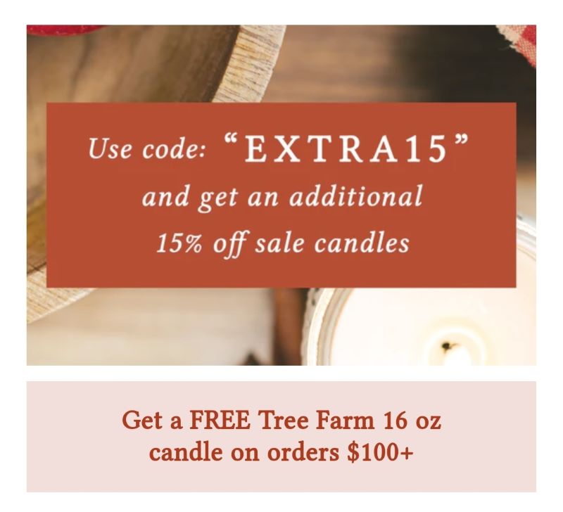 15% off sale candles