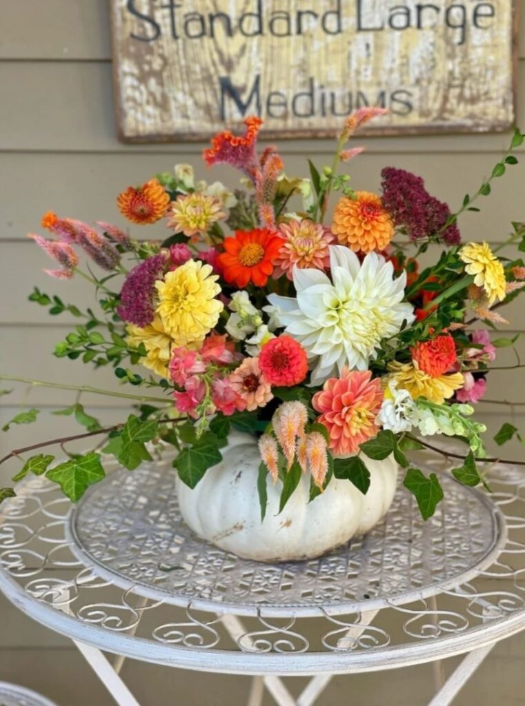 flower and pumpkin arrangement