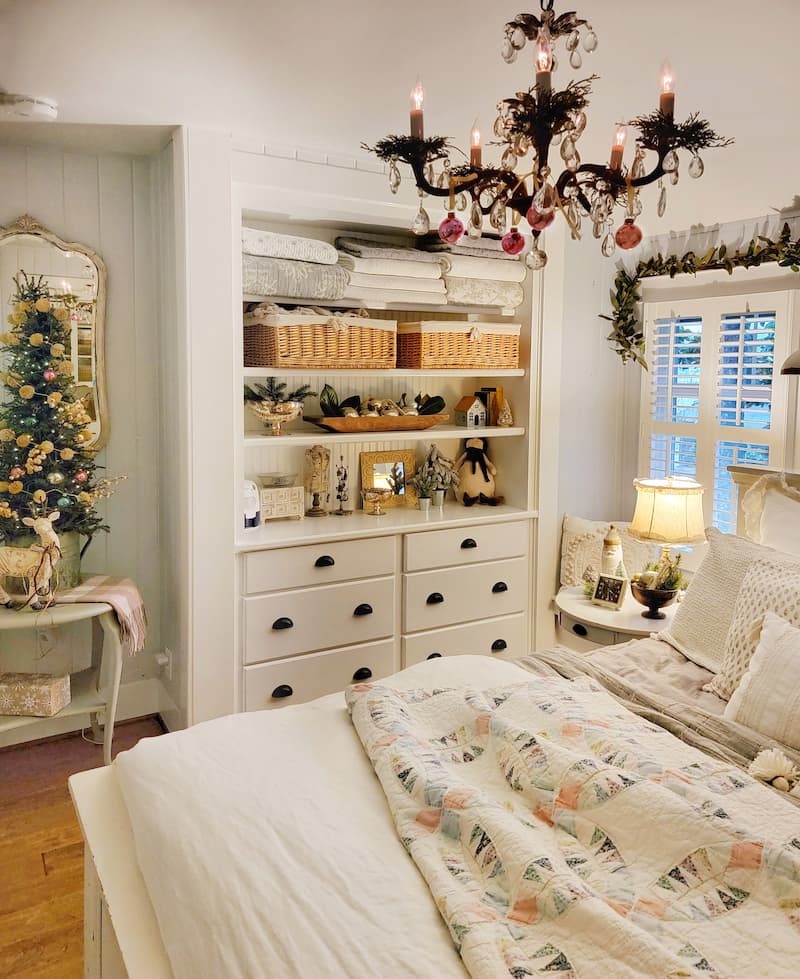 Christmas decorated bedroom
