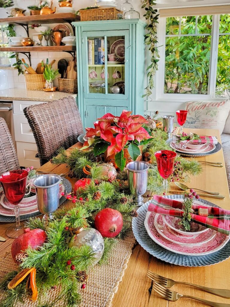 Christmas tablescape using vintage collections